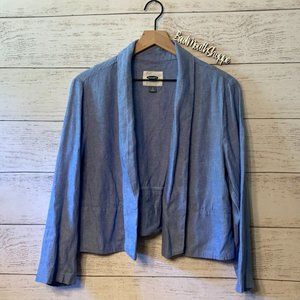 *NWT Old Navy Blue Linen Crop Blazer Jacket Open Front